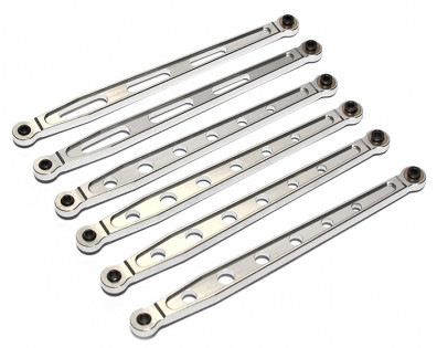 Aluminium Lower & Upper Chassis Link - 6 Pcs Silver